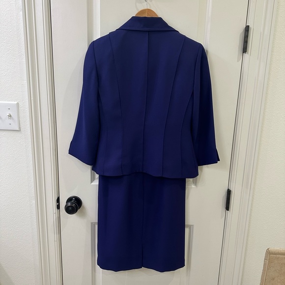 Jessica Howard 2 Piece Blazer Dress Set Size 4 Petite Sheath Dress Jacket Purple - Picture 5 of 16